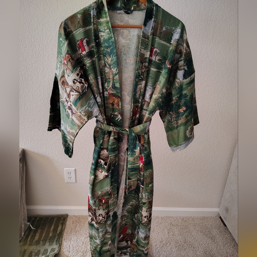 Nordic House Design Robe Equestrian Country Hounds Dogs Victorian Small Cotton